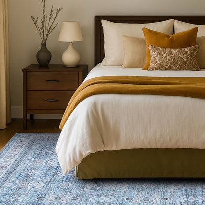 Jayla Modern Turkish Floral Cream Blue Rug