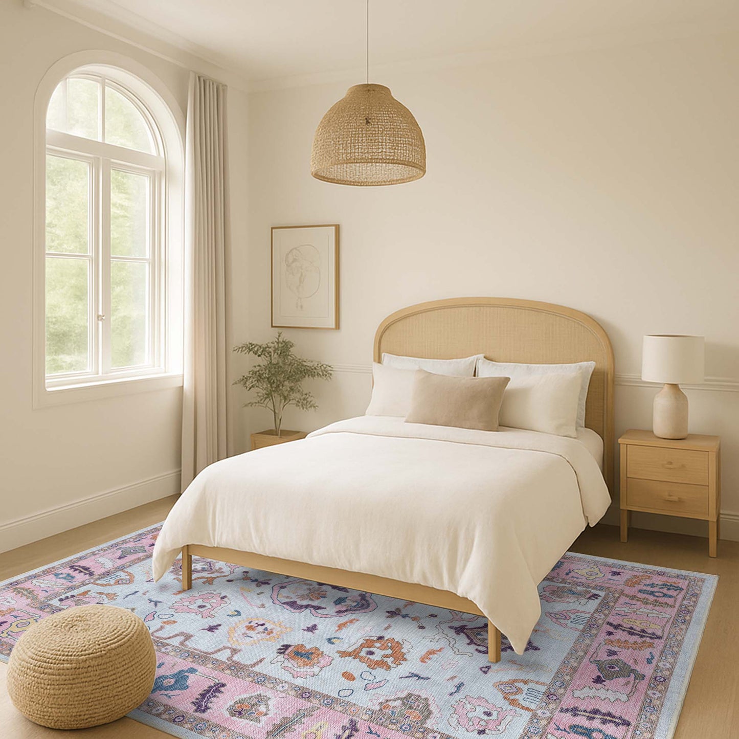 Luella Pastel Pink Cream Modern Oushak Rug