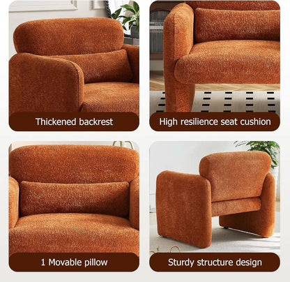 33.86 Inch Sherpa Upholstered Armchair For LivingRoom