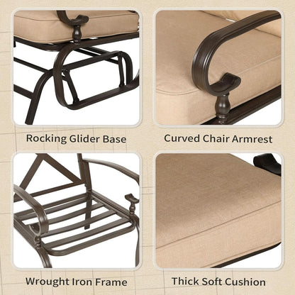 Five Piece Outdoor Metal Patio Furniture Conversation Set