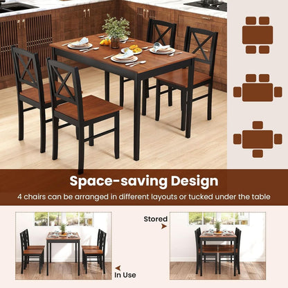 Executive Solid Rubber Wood Space Saving Dining Set