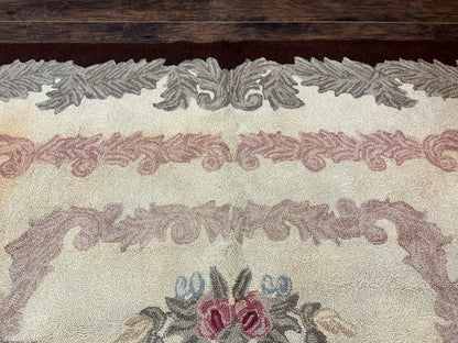 American Hand Hooked Rug 9x12, Vintage Aubusson Carpet, Wool