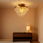 Gold Crystal Chandelier E26 Semi Flush Mount Ceiling Light