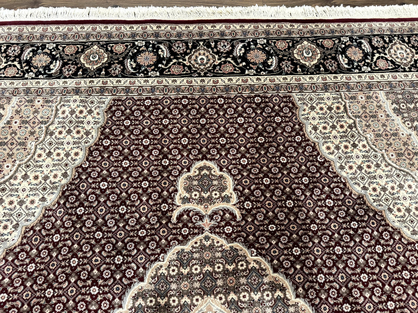 Sino Persian Rug 8x10, Herati, Elegant Oriental Carpet, Dark Maroon
