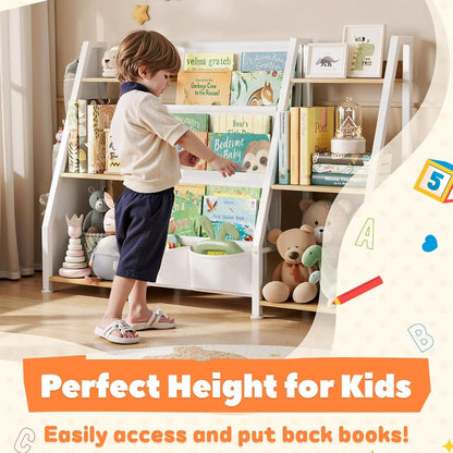 Kids Bookshelf And Toy Organizer 3-Tier Burlywood Bookcase