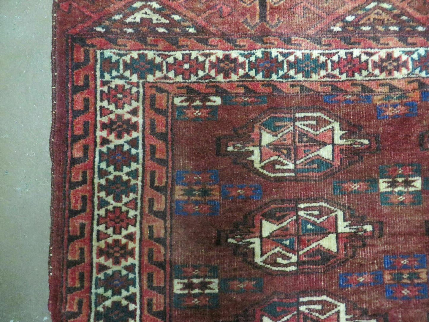 2.5' X 4' Antique Handmade Bokhara Turkoman Yamud Wool Rug Kilim Backing NICE