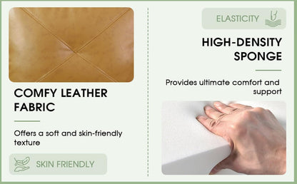 Leather Sectional Sofa L Shape With Storage Ottoman Ginger