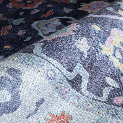 Munira Pastel Navy Blue Modern Oushak Rug