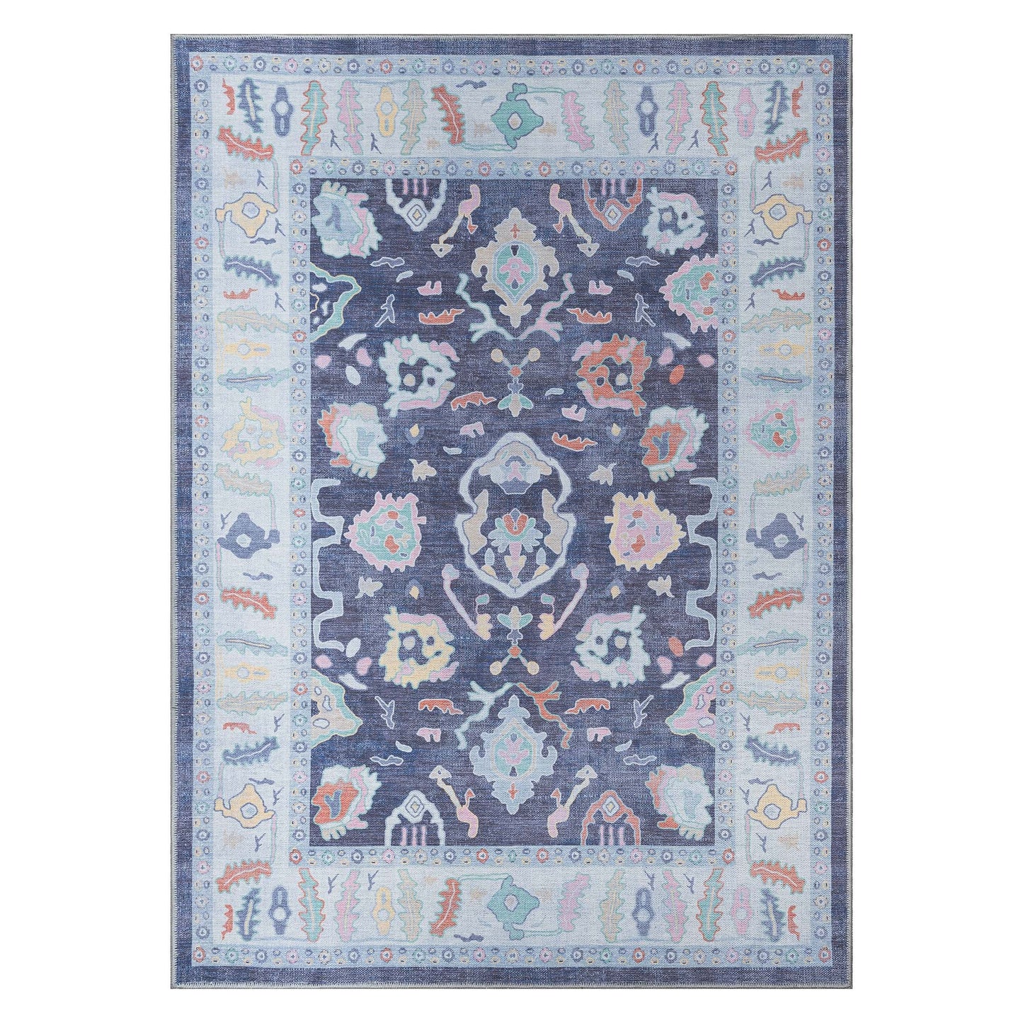 Munira Pastel Navy Blue Modern Oushak Rug