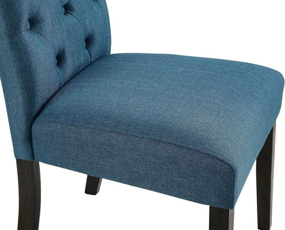 Blue Tufted Parsons Solid Wood Dining Chairs Set Of 2