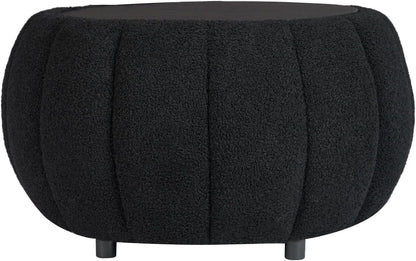 30 Inch Round Profile Teddy Fabric Hidden Storage Ottoman