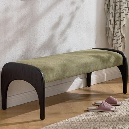 51 Inches Wide Linen Textured Emerald Ottoman Bench