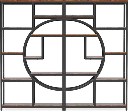 Industrial 5 Tier Etagere Bookcase Brown Rustic Finish