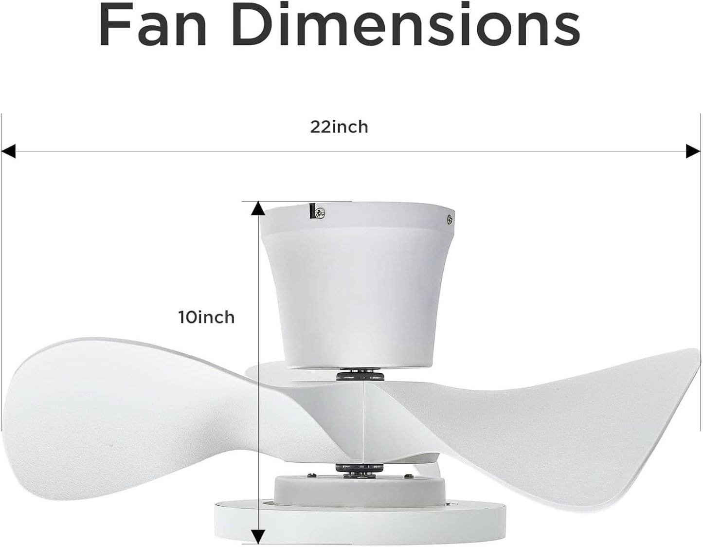 22 Inch Quiet Ceiling Fan With LED Light And Remote Control