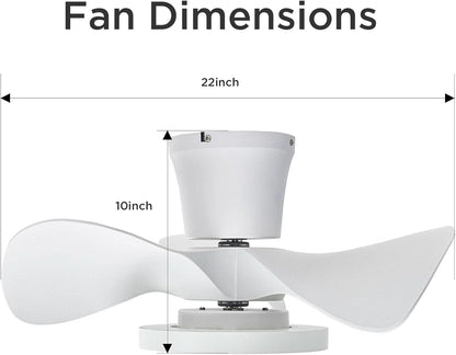 22 Inch Quiet Ceiling Fan With LED Light And Remote Control