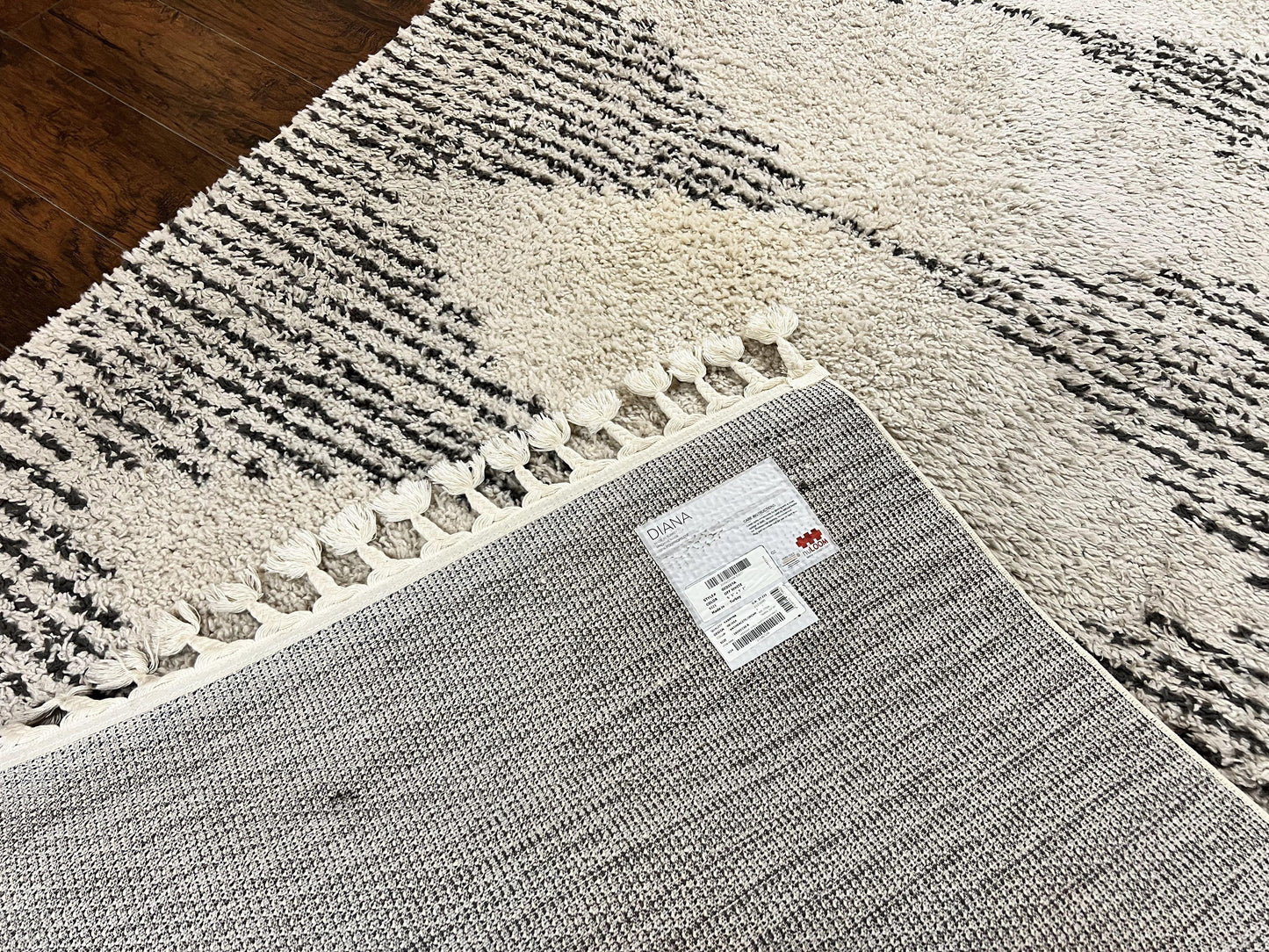 Shag Rug 5x8, Off White and Black Modern Contemporary Shag Area Rug, Moroccan Style Rug 5 x 8 ft, Medium Sized Rug, nuLoom Rug