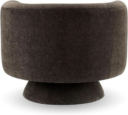 360 Degree Swivel Chair Espresso Velvet Upholstery