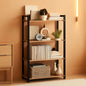 Four Tier Bookshelf Rustic Brown Steel Frame 47 Inches High