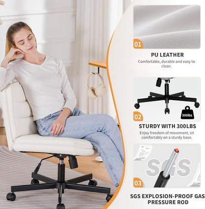 Criss Cross Office Chair Beige With Wheels For Home Office