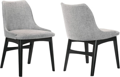 Gray Fabric Wood Dining Chairs Set Of 2 19-Inch Seat Height