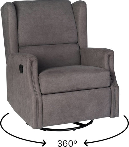 Omma Wingback Swivel Glider Recliner Dark Gray Upholstered