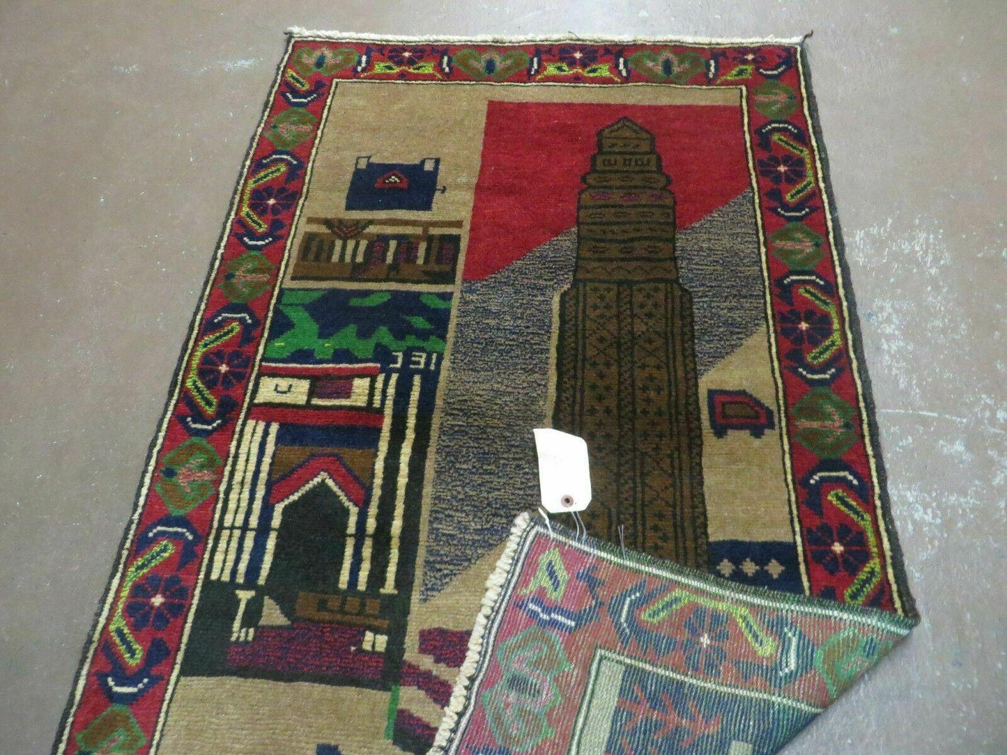 3' X 4' New Vintage Handmade Afghan Balouch Tribal Wool Pictorial Rug # 281