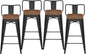 30 Inch Low Back Metal Barstools With Wooden Seat