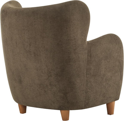 Brown Velvet Wingback Chair With Contoured Backrest