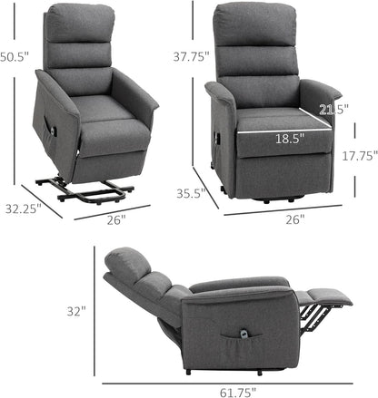 Power Lift Recliner Chair Gray With Remote Control