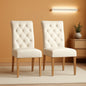 Beige Tufted Upholstered Dining Chairs Set Of 2 For Kitchen