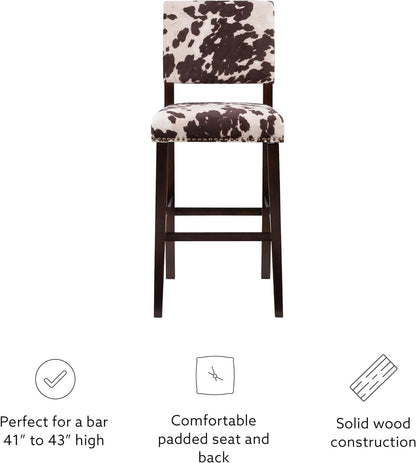 Stylish Cowhide Print Bar Stool with Comfortable Padded Seat