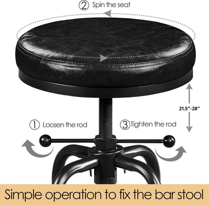 Black Bar Stool 21 To 28 Inch Industrial Kitchen Stool