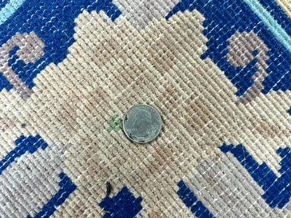 Chinese Wool Rug 8x11, Peking Asian Oriental Carpet, Cream/Ivory and Blue, Vintage Handmade Rug, Art Deco Rug