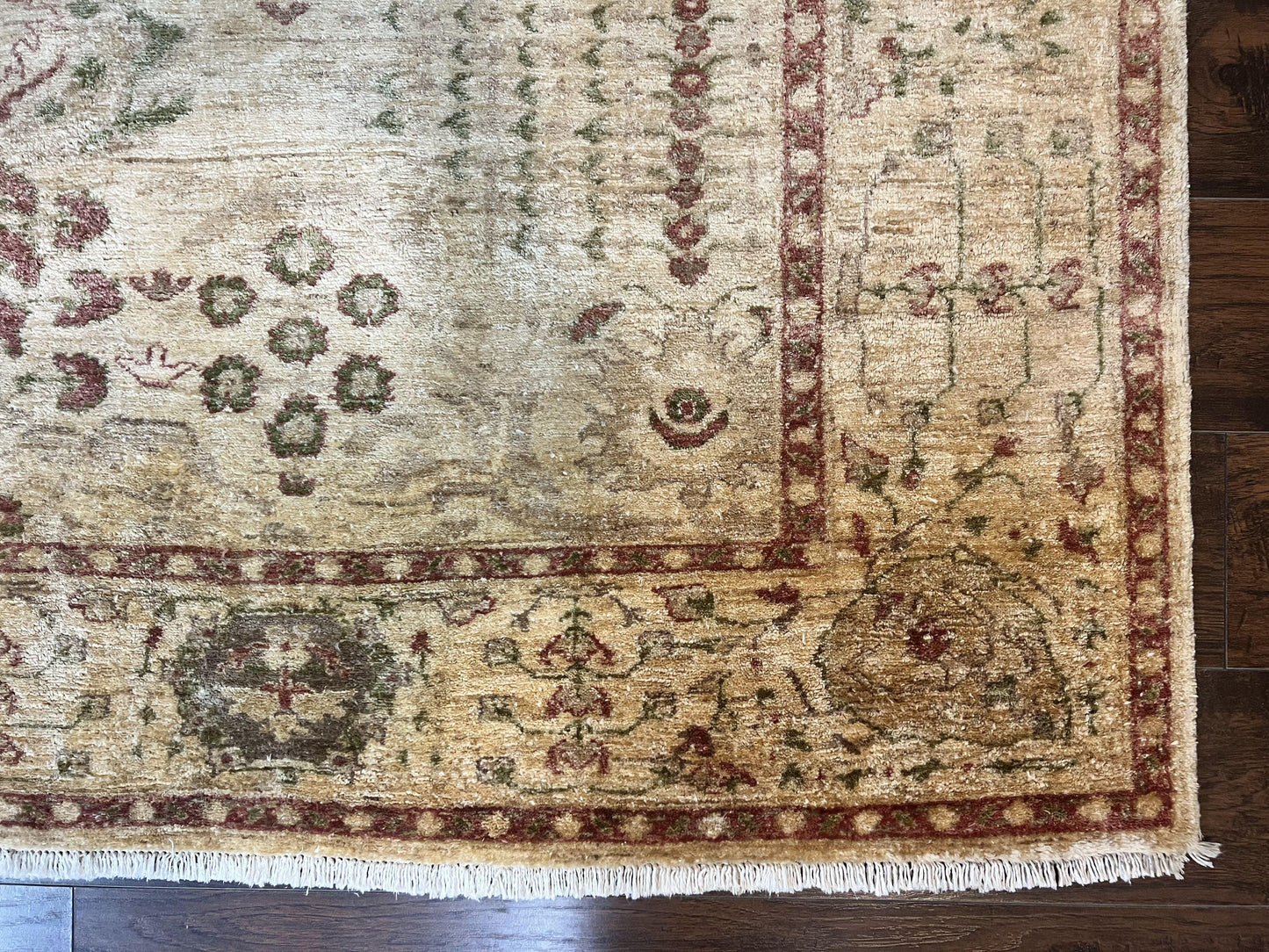 Pakistani Oushak Rug 6 x 9.6, Handmade Wool Peshawar Carpet, Farmhouse Rug