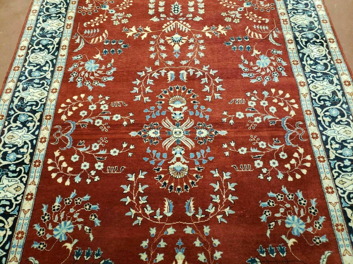 4' X 6' Vintage Handmade Pakistani Rug Highly Detailed Red