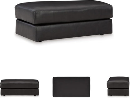 Contemporary Black Cushioned Rectangular Ottoman Finish