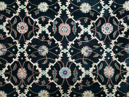 6' X 9' Handmade India Floral Oriental Wool Rug Carpet Hand Knotted Nice Black