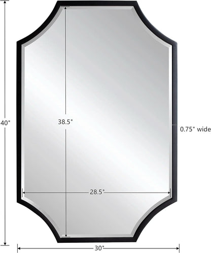 30x40 Black Bathroom Mirror With Gold Scalloped Frame