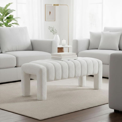 42.5 Inches Boucle Ottoman Bench Footrest Entryway