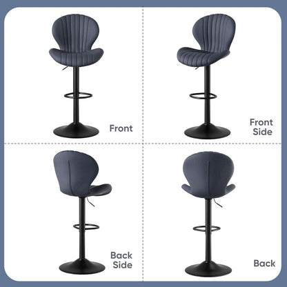 Three Swivel Bar Stools Counter Height High Back DarkGrey