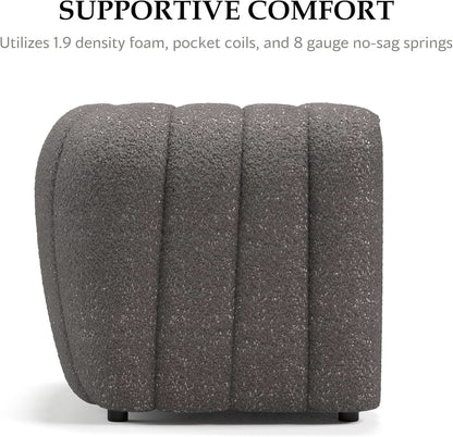 Charcoal Gray Vertical Channel Tufted 3 Piece Sofa Set
