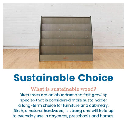 Single Sided Book Display Five Wide Slots Classroom Bookshelf Grey Wash