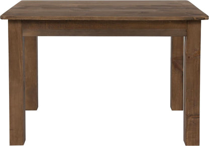 Rustic Brown Solid Wood Dining Table 46x30 Seats 4