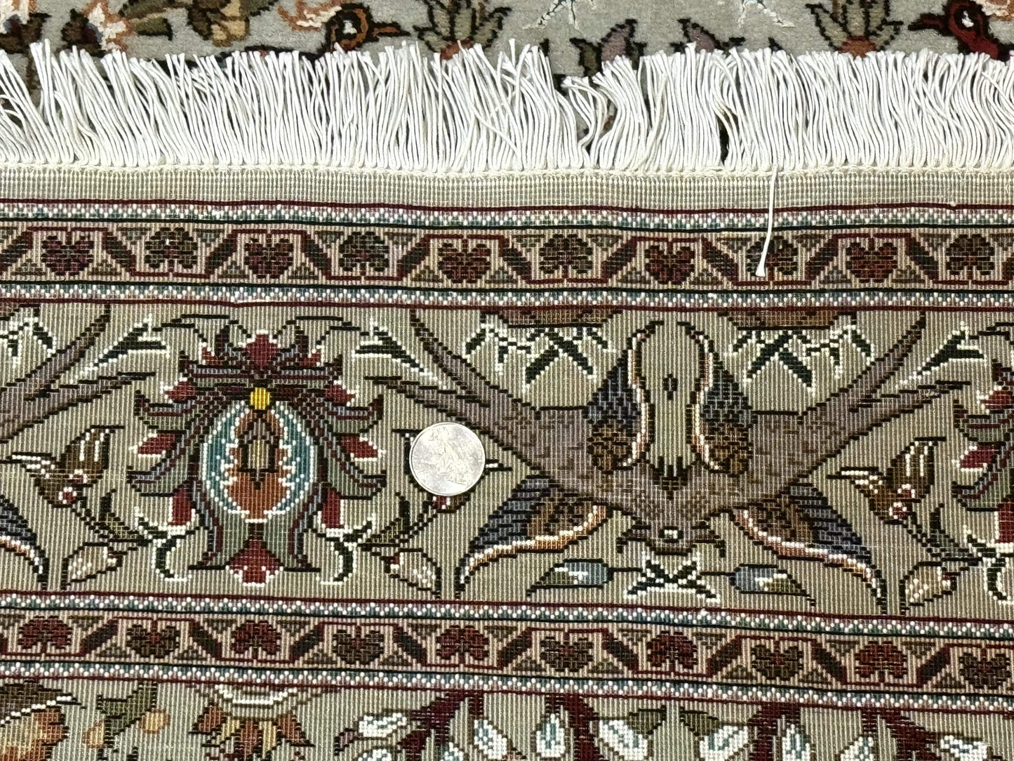 Wonderful Persian Tabriz Rug 3x5, Tree of Life, Animal Pictorials, Birds, Wool & Silk Highlights, Fine 330 KPSI