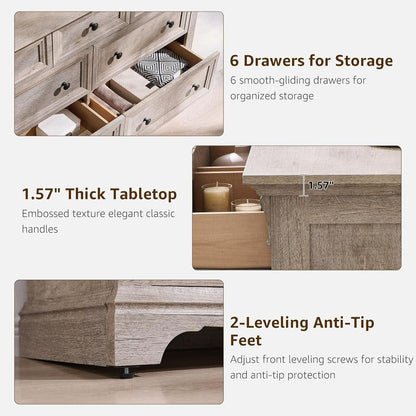 Dresser Cabinet FiftyFourInch Wide Distressed Oak Finish