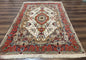 Wonderful Persian Tabriz Rug 5x7, Very Fine 440 KPSI, Ivory and Coral, Rare
