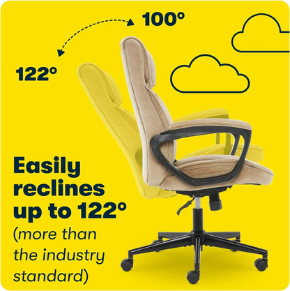 Hannah Executive Ergonomic Office Chair With Lumbar Support Beige Microfiber