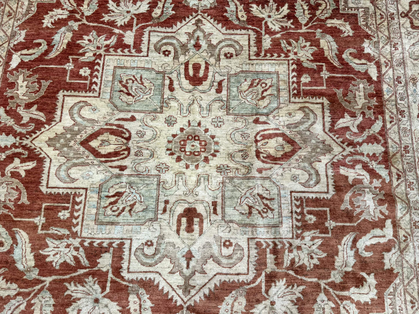 Turkish Heriz Serapi Rug 9x13, Geometric Medallion