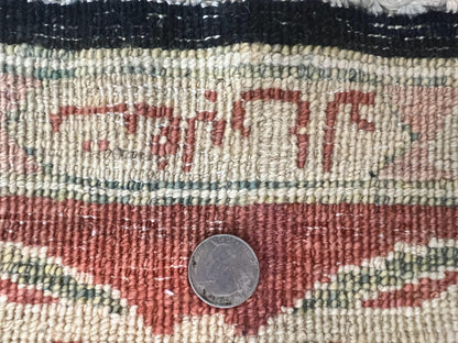 Pak Persian Rug 8x10, Pakistani Mahal Sultanabad Carpet, Signature from Master Weaver, Shiny Wool, Black Red Vintage Handmade Medallion Rug