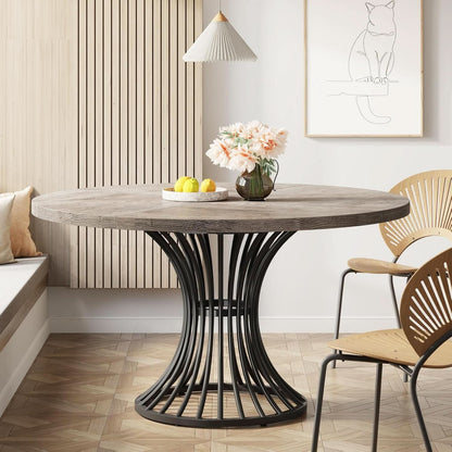 Round Dining Table 47 Inch Grey For Kitchen And Living Room